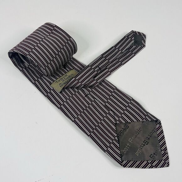 Talbott Studio Nordstron 100% Silk Necktie Tie Striped Red White 3 3/4 x 56 1/2 - Picture 2 of 3